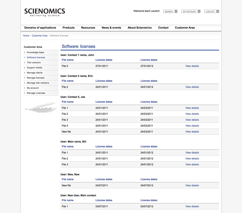 Gestion des licences en ligne