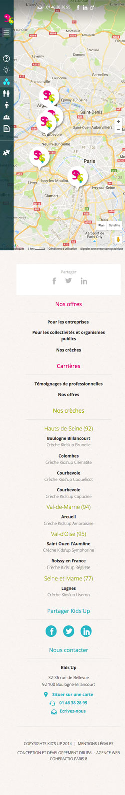 Kids'up - Site responsive mobile Drupal par l'Agence Web Paris Coheractio