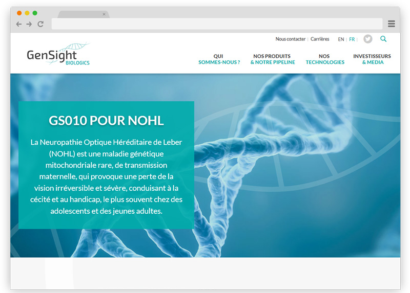 Gensight Biologics - Design du site web par Coheractio - Wordpress